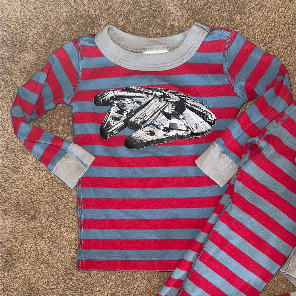 Hanna Andersson Cozy Red and Gray Striped Pajama Sets - Picture 3 of 6